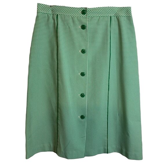 Bonne Petite Vintage Plaid Skirt Green Button Front Women’s Size 16 P - Picture 1 of 11